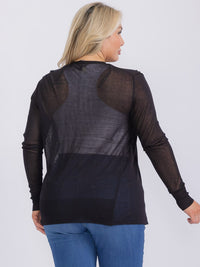 PLUS SIZE LONG SLEEVE OPEN FRONT CARDIGAN