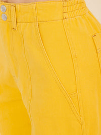 WOMEN'S BUTTON CLOSURE CARGO POCKETS WIDE LEG DENIM PANTS