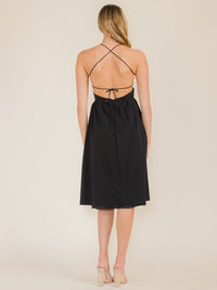 WOMEN'S SLEEVELESS OPEN BACK KEY HOLE MIDI DRESS