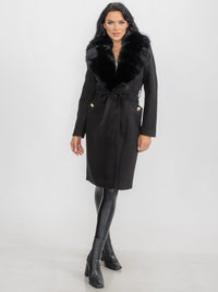 WOMEN'S LONG SLEEVE BUTTON CLOSURE FRONT POCKETS REMOVABLE COLLAR COAT