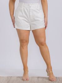 PLUS SIZE ELASTIC WAIST DENIM SHORT