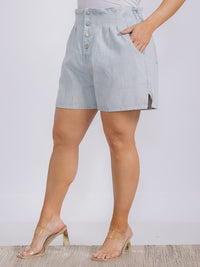 PLUS SIZE ELASTIC WAIST DENIM SHORT