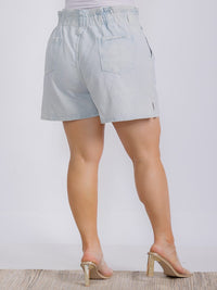 PLUS SIZE ELASTIC WAIST DENIM SHORT