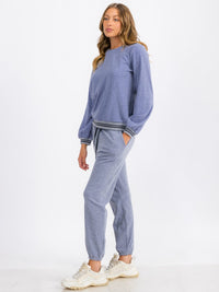 WOMEN'S LONG SLEEVE TRIM DETAILED PULLOVER SWEATER