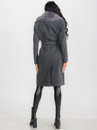 WOMEN'S LONG SLEEVE BUTTON CLOSURE FRONT POCKETS REMOVABLE COLLAR COAT