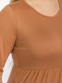 PLUS SIZE 3/4 SLEEVE FRONT POCKETS TIERED MAXI DRESS