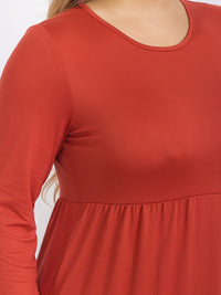 PLUS SIZE 3/4 SLEEVE FRONT POCKETS TIERED MAXI DRESS