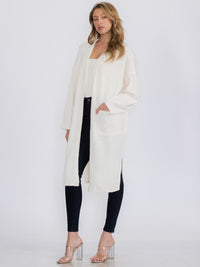 WOMEN'S LONG SLEEVE OPEN FRONT POCKETS CARDIGAN