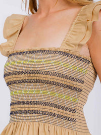 WOMEN'S SLEEVELESS SQUARE NECK SMOCK PEPLUM TANK TOP