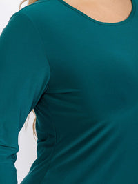 PLUS SIZE 3/4 SLEEVE SOLID MIDI DRESS