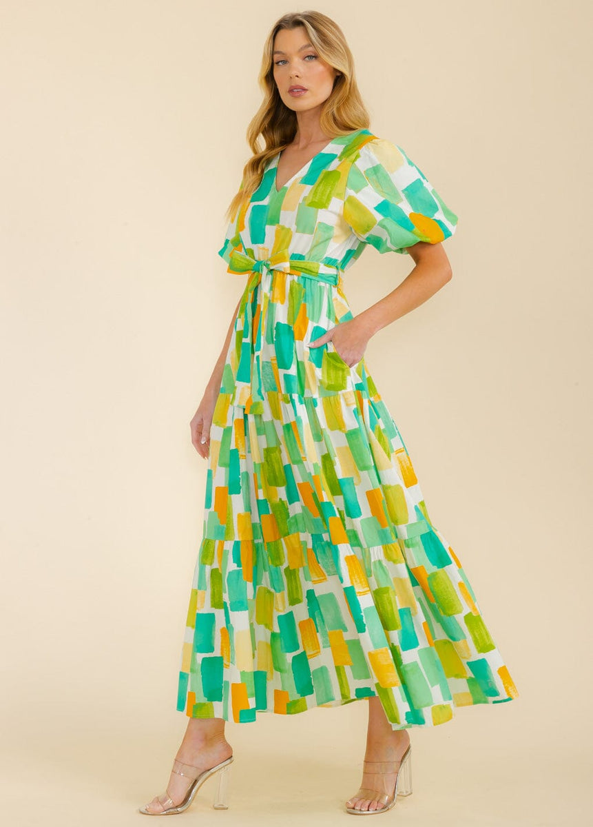 Short Sleeve Maxi Dress With Lace Inset & Pockets main image 1