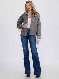 WOMEN'S LONG SLEEVE ZIPPER CLOSURE FRONT POCKETS JACKET