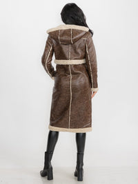 WOMEN'S LONG SLEEVE SHERPA LINING CONVERTIBLE ZIP OFF TWO IN ONE AVIATOR COAT