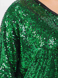 PLUS SIZE SHORT SLEEVE V-NECK SEQUINS TUNIC BLOUSE
