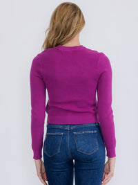 WOMEN'S LONG SLEEVE STUDS DETAILED PULLOVER SWEATER