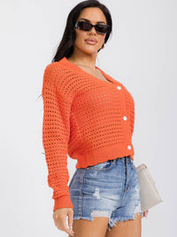 WOMEN'S LONG SLEEVE BUTTON UP KNITTED SWEATER