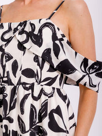 WOMEN'S SLEEVELESS OFF SHOULDER FIT & FLARE FLORAL MINI DRESS