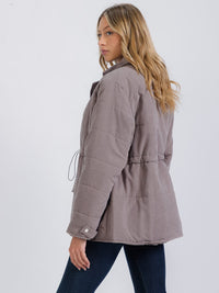 WOMEN'S LONG SLEEVE FRONT POCKETS PUFFER JACKET