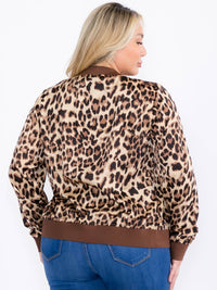 PLUS SIZE LONG SLEEVE ZIPPER CLOSURE ANIMAL PRINT JACKET