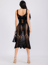 WOMEN'S SLEEVELESS BODYCON KNIT MIDI DRESS