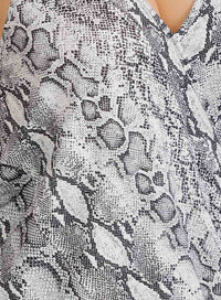 PLUS SIZE SLEEVELESS SURPLICE SNAKE PRINT TANK TOP