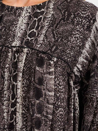 WOMEN'S LONG SLEEVE TIERED TUNIC ANIMAL PRINT BLOUSE TOP