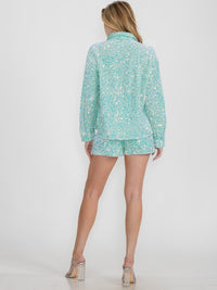 WOMEN'S ZIPPER CLOSURE SEQUINS MINI SHORTS