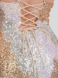 WOMEN'S SLEEVELESS OPEN BACK SEQUINS WIDE LEG JUMPSUIT