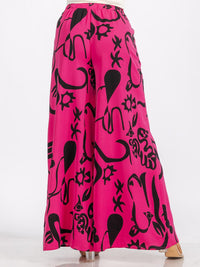 WOMEN'S ELASTIC WAIST FRONT POCKET MULTI PRINT WIDE LEG PALAZZO PANTS