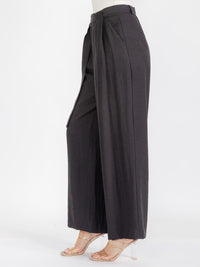 WOMEN'S BUTTON CLOSURE POCKETS WIDE LEG PANTS