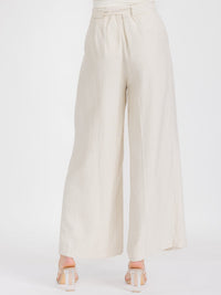 WOMEN'S BUTTON CLOSURE POCKETS WIDE LEG PANTS