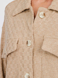 WOMEN'S LONG SLEEVE BUTTON UP OVERSIZED DETAILED TOP