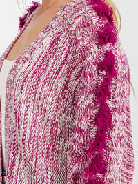 WOMEN'S LONG DETAILED SLEEVE OPEN FRONT KNIT CARDIGAN
