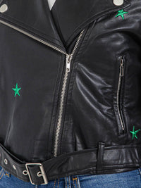 WOMEN'S LONG SLEEVE BUTTON CLOSURE FRONT POCKET PU PLEATHER JACKET