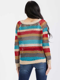 WOMEN'S LONG SLEEVE MULTI COLOR KNIT TOP