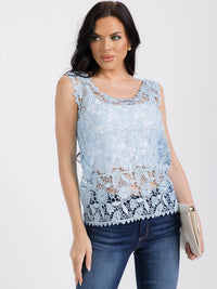 WOMEN'S SLEEVELESS FLORAL CROCHET TANK TOP