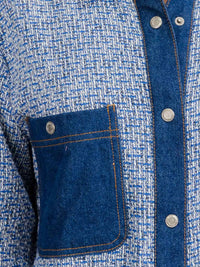 WOMEN'S LONG SLEEVE BUTTON CLOSURE CONTRAST DENIM JACKET