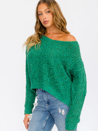 WOMEN'S LONG SLEEVE V-NECK KNIT PULLOVER SWEATER