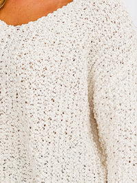WOMEN'S LONG SLEEVE V-NECK KNIT PULLOVER SWEATER