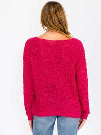 WOMEN'S LONG SLEEVE V-NECK KNIT PULLOVER SWEATER