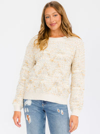 WOMEN'S LONG SLEEVE MULTI COLORS PRINTED PULLOVER SWEATER