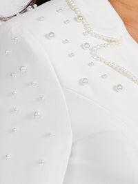WOMEN'S LONG SLEEVE BUTTON CLOSURE PEARL BELTED MINI DRESS