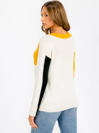 WOMEN'S LONG SLEEVE COLORBLOCK BLOUSE TOP