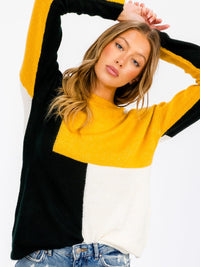 WOMEN'S LONG SLEEVE COLORBLOCK BLOUSE TOP