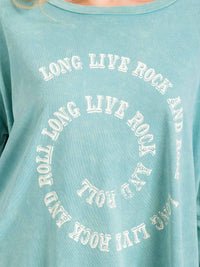 WOMEN'S LONG SLEEVE GRAPHIC WASHED TOP