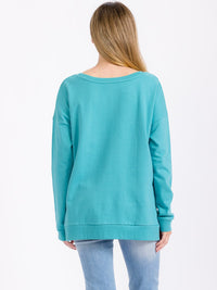 WOMEN'S LONG SLEEVE GRAPHIC HIGH-LOW PULLOVER SWEATER