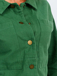WOMEN'S LONG SLEEVE BUTTON UP FRONT POCKETS DENIM JACKET