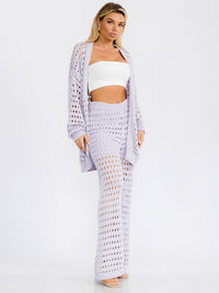 WOMEN'S LONG SLEEVE CARDIGAN & WIDE LEG PANTS KNIT 2PC. SET