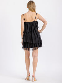 WOMEN'S SLEEVELESS RUFFLE TIERED TUNIC MINI DRESS