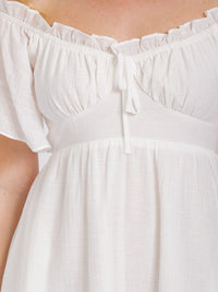 WOMEN'S SHORT SLEEVE OFF SHOULDER FRONT POCKETS HIGH-LOW MIDI DRESS